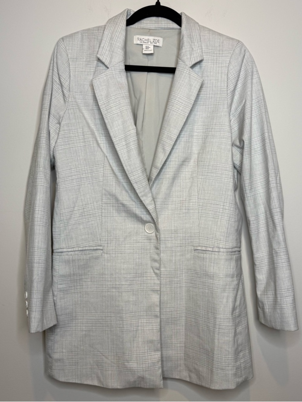 Rachel Zoe Light Gray Plaid Open-Front Blazer - Picture 2 of 8